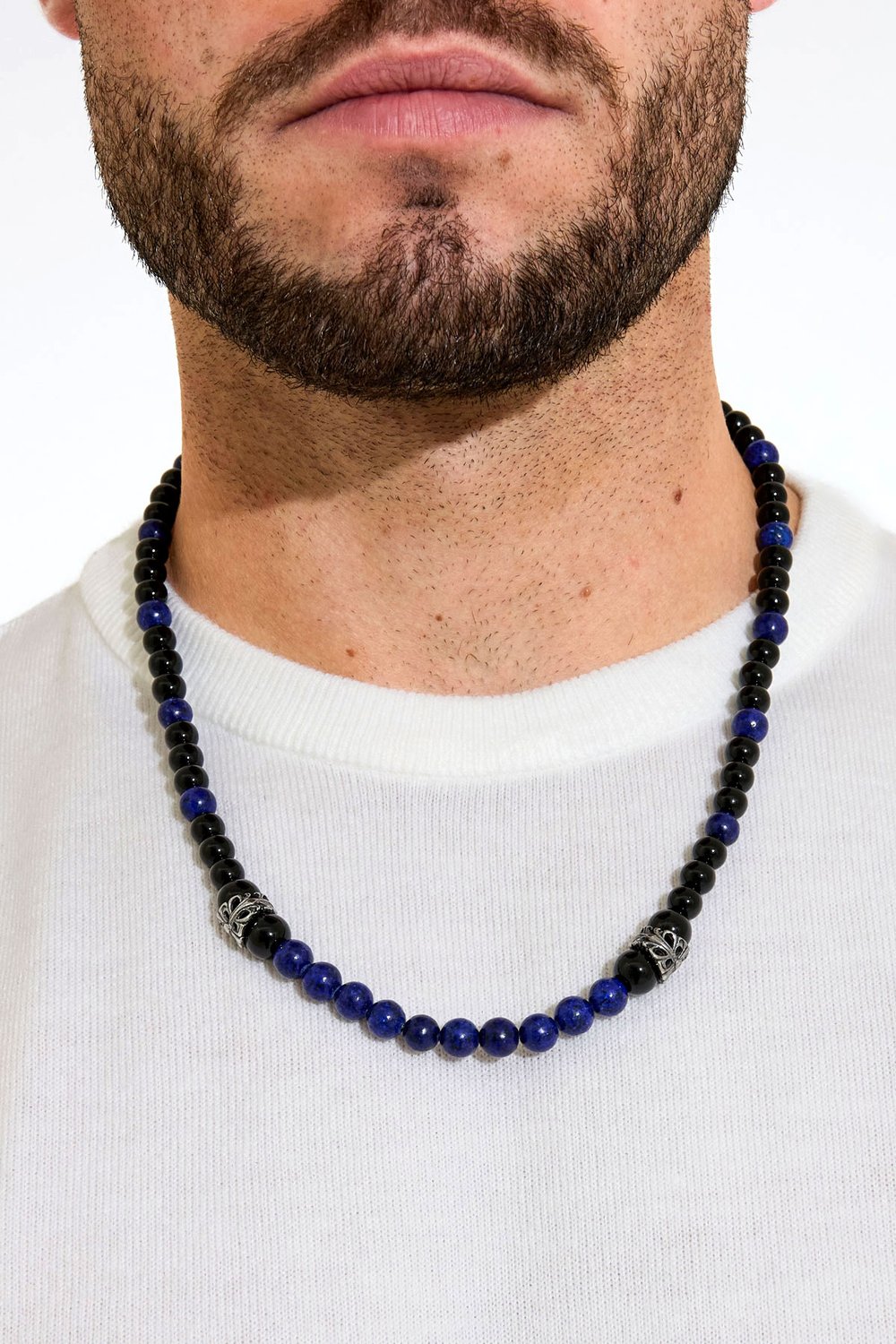 Men's necklace beads - black/blue h5Picture3